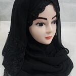 Embroidered Ready to Wear Hijab - Black