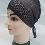 Lace Tie Back Bonnet Cap - Black