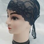 Lace Tie Back Bonnet Cap - Spruce Blue