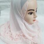 Two Loops Chiffon Instant Hijab with Frill - Light Pink