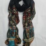 Linen Printed Scarf - Black