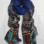 Linen Printed Scarf - Blue