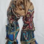 Linen Printed Scarf - Camel