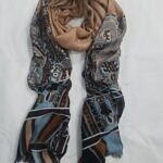 Linen Printed Scarf - Coffee