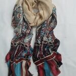 Linen Printed Scarf - Cream