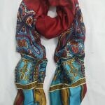 Linen Printed Scarf - Red