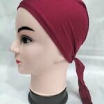 Plain Tie Back Bonnet Cap - Maroon