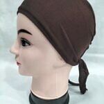 Plain Tie Back Bonnet Cap - Brown