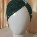 Side Parting Cap with Pearls - Bottle Green