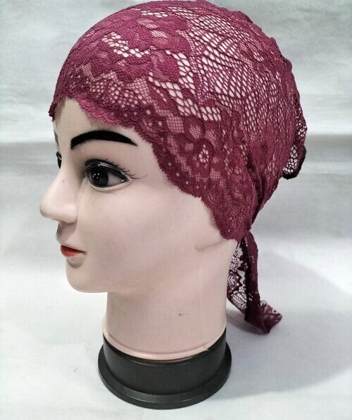 lace tie back bonnet cap maroon