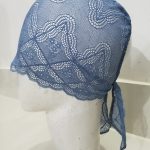 Lace Tie Back Bonnet Cap - Denim Blue