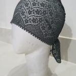 Lace Tie Back Bonnet Cap - Dark Grey