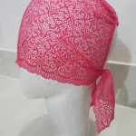 Lace Tie Back Bonnet Cap - Shocking Pink