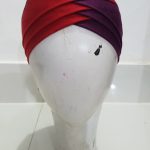 Two Tone Criss Cross Tie Back Bonnet - Red and Violet