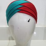 Two Tone Criss Cross Tie Back Bonnet - Red and Sea Green