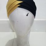 Two Tone Criss Cross Tie Back Bonnet - Yellow and Black