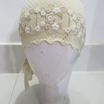 Floral Lace Tie Back Bonnet Cap - Cream