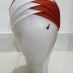 Two Tone Criss Cross Tie Back Bonnet - White and Rust