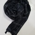 Checkered Hijab With Tassels - Black