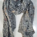 Checks with Bubbles Lawn Scarf - Grey