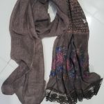 Lawn Embroidered Scarf - Brown