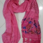 Lawn Embroidered Scarf - Deep Pink