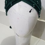 Criss Cross Tie Back Bonnet with Pearls - Bottle Green