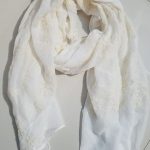 Embroidered Lawn Scarf - White