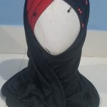 Criss Cross Instant Hijab with Pearls - Red and Black