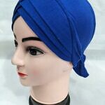 Plain Criss Cross Tie Back Bonnet - Blue