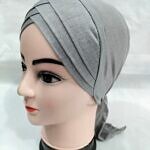 Plain Criss Cross Tie Back Bonnet - Grey