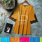 Mustard Embroidery Short Kurti