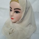 Fancy Two Loops Chiffon Instant Hijab - Cream