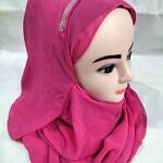 Fancy Two Loops Chiffon Instant Hijab - Shocking Pink