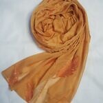 Leaf Silk Chiffon Scarf - Mustard