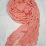 Leaf Silk Chiffon Scarf - Peach