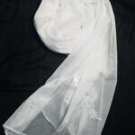 Leaf Silk Chiffon Scarf - White