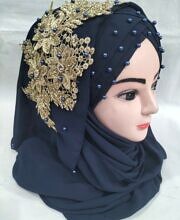 Pearl Ready to Wear with Golden Bunch - Navy Blue