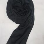 Plain Satin Silk Scarf - Black