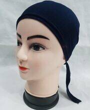 Plain Tie Back Bonnet Cap - Navy Blue