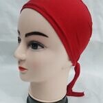 Plain Tie Back Bonnet Cap - Red