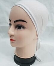 Plain Tie Back Bonnet Cap - White