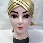 Criss Cross Shimmery Tie Back Bonnet - Golden