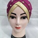 Fancy Criss Cross Tie Back Bonnet - Deep Pink