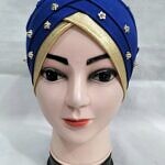 Fancy Criss Cross Tie Back Bonnet - Royal Blue