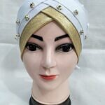 Fancy Criss Cross Tie Back Bonnet - White