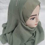 Fancy Two Loops Chiffon Instant Hijab - Fern Green