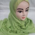 Two Loops Chiffon Instant Hijab with Frill - Parrot Green