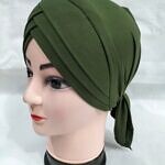 Plain Criss Cross Tie Back Bonnet - Army Green