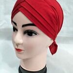 Plain Criss Cross Tie Back Bonnet - Red